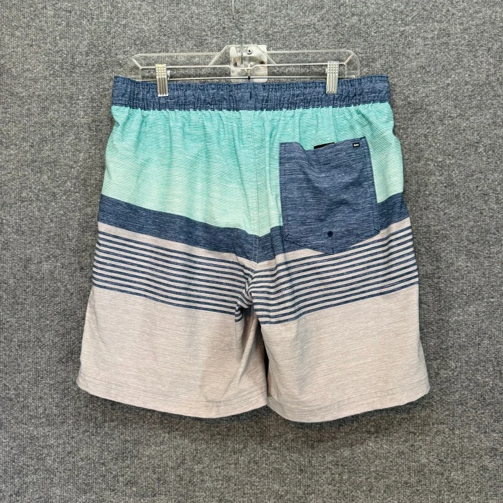 Hurley Board Shorts Mens XL‎ Blue Striped Colorblock Swim Trunks Surf Gym Beach